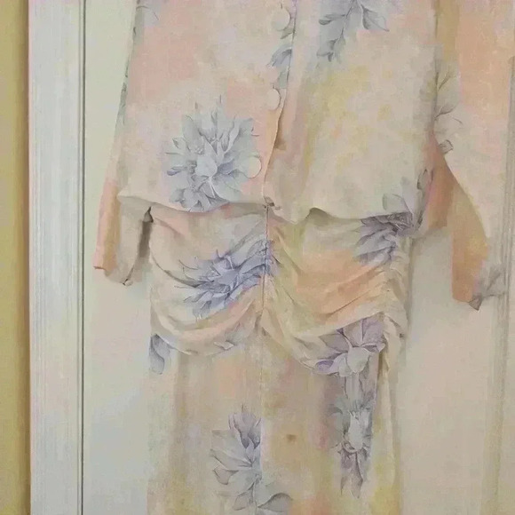 Edie johne 80s floral pink and blue  dress size small - Picture 10 of 13